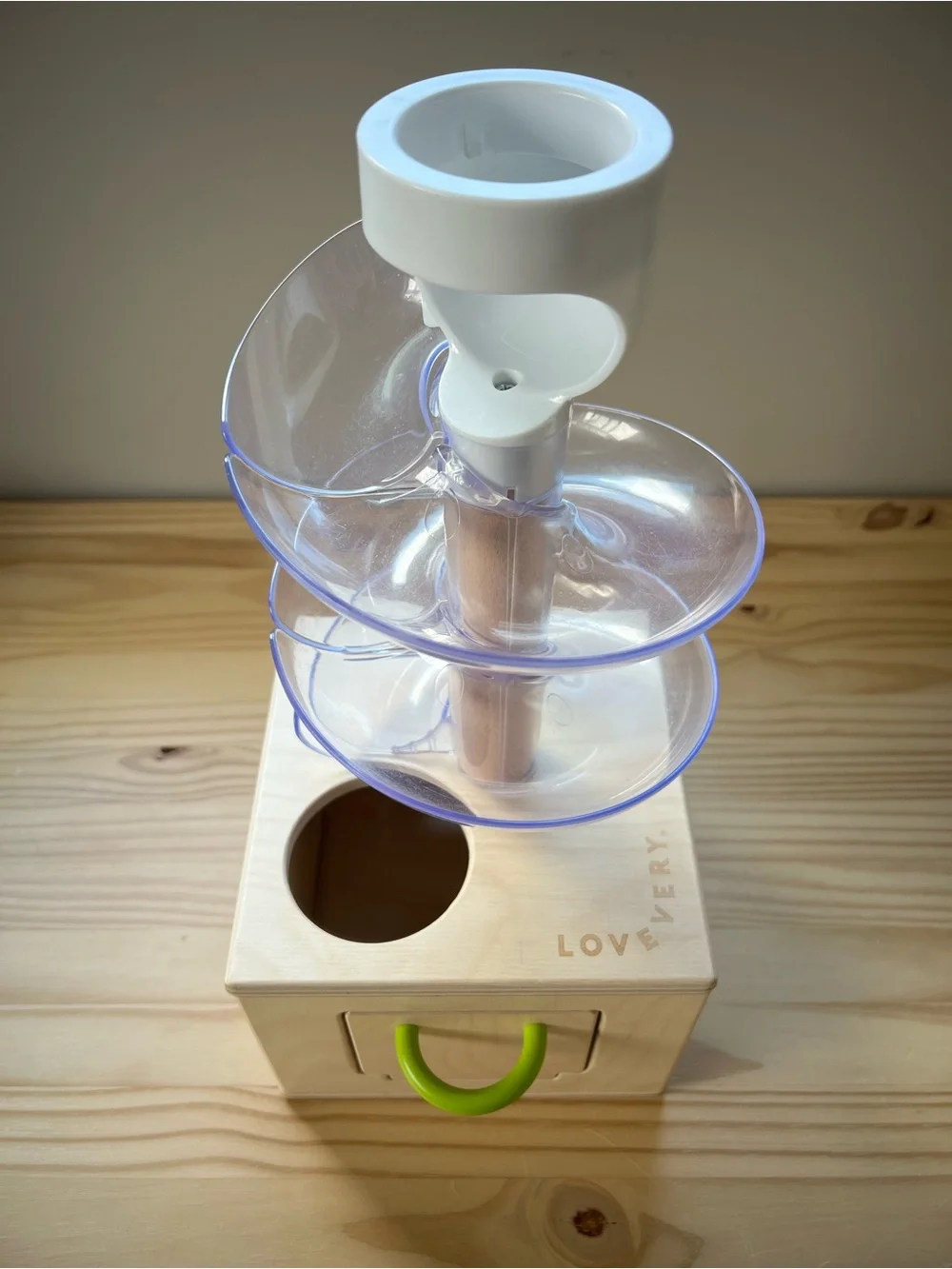 Lovevery Wooden Ball Drop Toy with Pink Ball